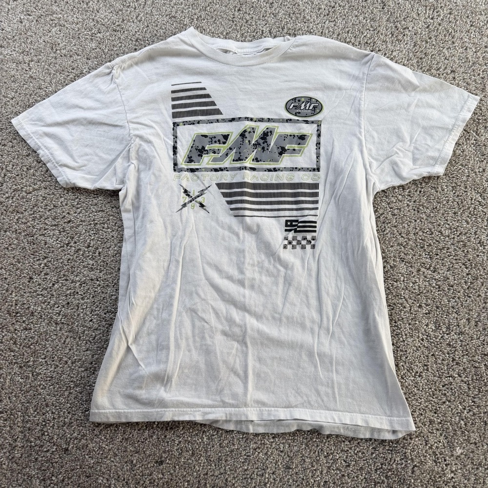 FMF Factory Racing Shirt Mens Large White Motocross Motorcycle Tee T-Shirt